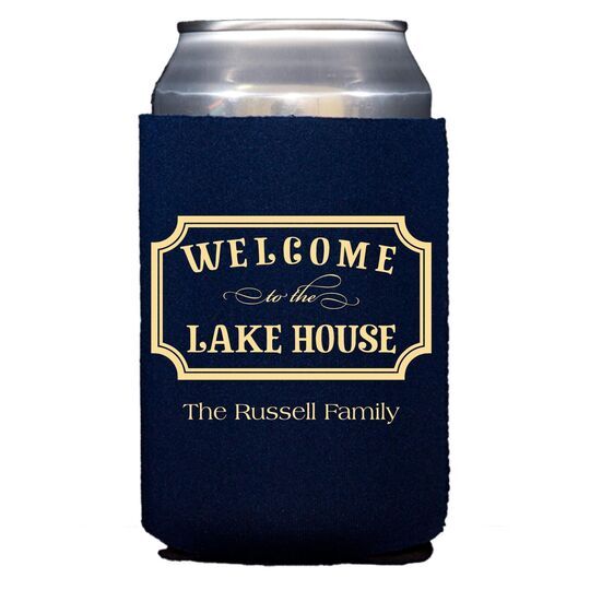 Welcome to the Lake House Sign Collapsible Koozies